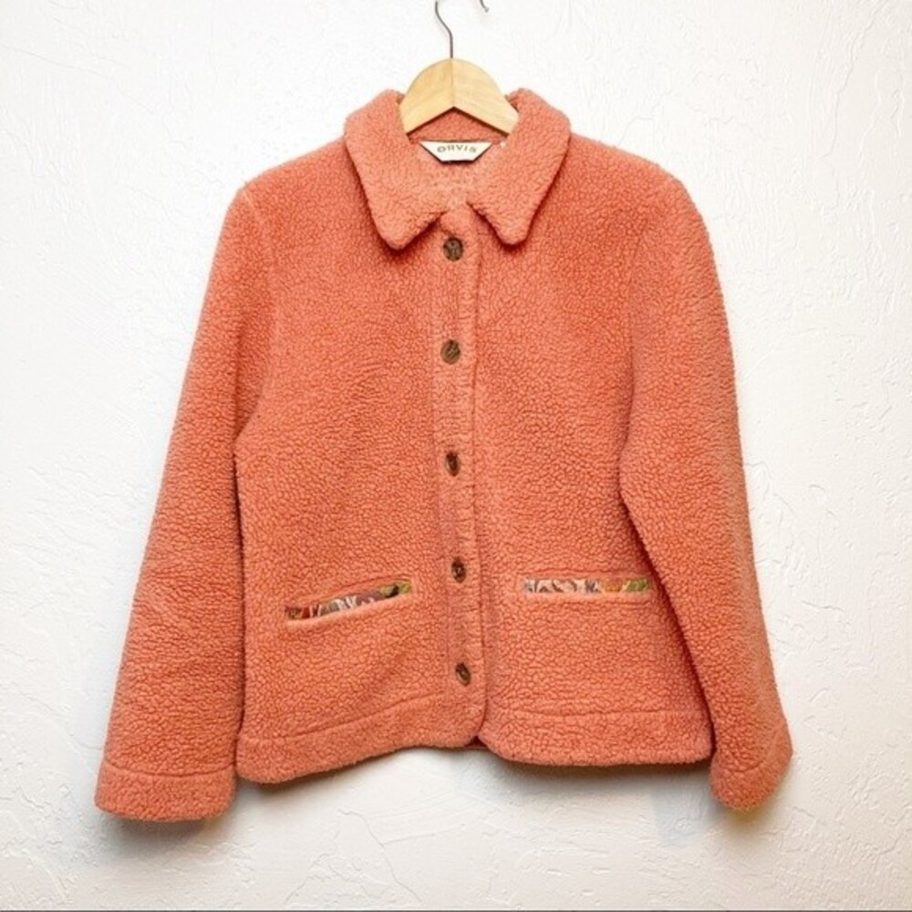 Orvis Pink Button Up Teddy Jacket S